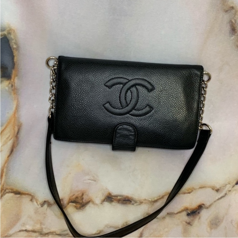 Chanel Black Leather Clutch with Chain Strap - Picture 2 of 11